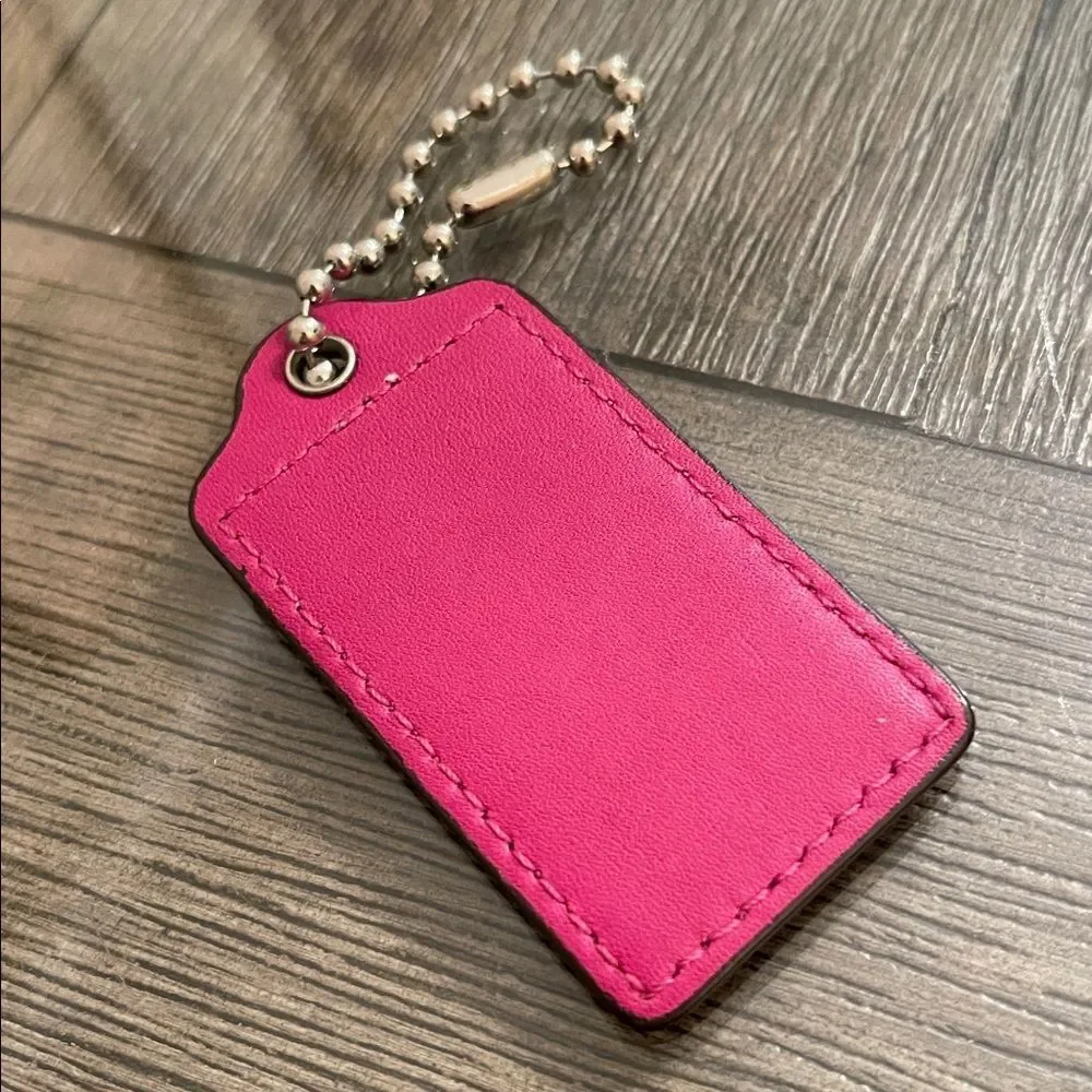 Coach Pink - Fuchsia Large Hangtag Leather Keychain